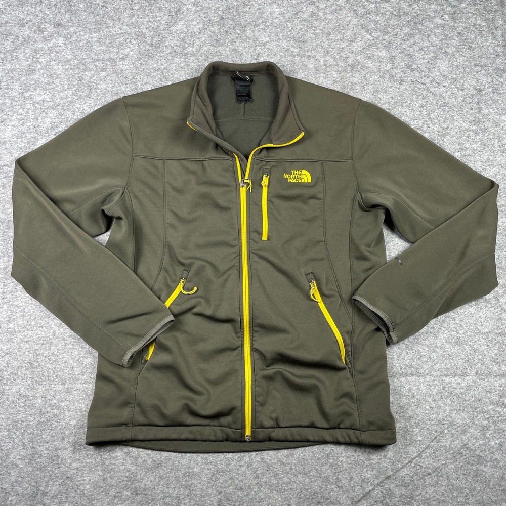 The North Face Softshell Jacket Mens L Green Apex Bionic Full Zip Fleece Lined
